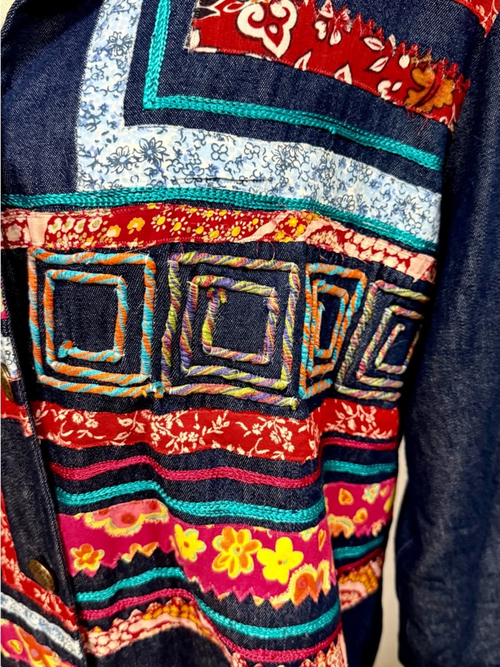 Denim Embroidered/Patchwork Jacket. - Picture 6 of 15